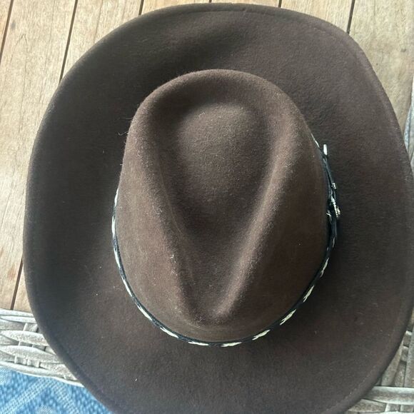 Rockmount Mens Brown Wool Felt Cowboy Crushable Hat L - Picture 4 of 8